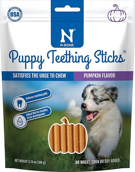 N-BONE PUPPY TEETHING STICKS PUMPKIN FLAVOR, 3.74-OZ BAG