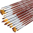 KritArt Design Artist' Painting Brush Set, Flat And Round, Synthetic Hair For Water Poster Acrylic Gouache And Oil Colour