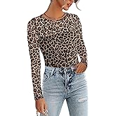 Zeagoo Long Sleeve Shirts for Women Sheer Mesh Sexy Blouses Fall Fashion Crewneck Going Out Tops