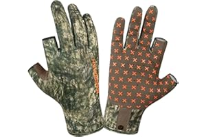 BASSDASH Unisex Fingerless Fleece Liner Camo Hunting Gloves for Cold Weather UPF 50+ Lightweight Fishing Photography HG06