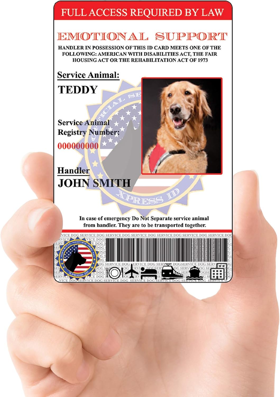 Digital Id For Mobile Device Xpressid Holographic Emotional Support Animal Id Card Custom Registration To Service Animal Registry Included Qr Code Ready Id Tags Pet Supplies Fcteutonia05 De