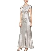 Alex Evenings Womens Long Cowl Neckline Mother of The Bride Dress, Formal Event Gown (Petite and Regular Sizes)