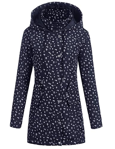 Parabler Damen Softshelljacke Leichte Jacke Übergangsjacke Winterjacke Outdoor Winddichte Jacke mit Hoher Kragen und Kapuze a
