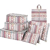 BHAHB 7 Set Packing Cubes Travel Luggage Organizers for Suitcase Travel Accessories with Shoe Bag for Girls Women Aesthetic Cute Boho Bohemian-Pink Blue
