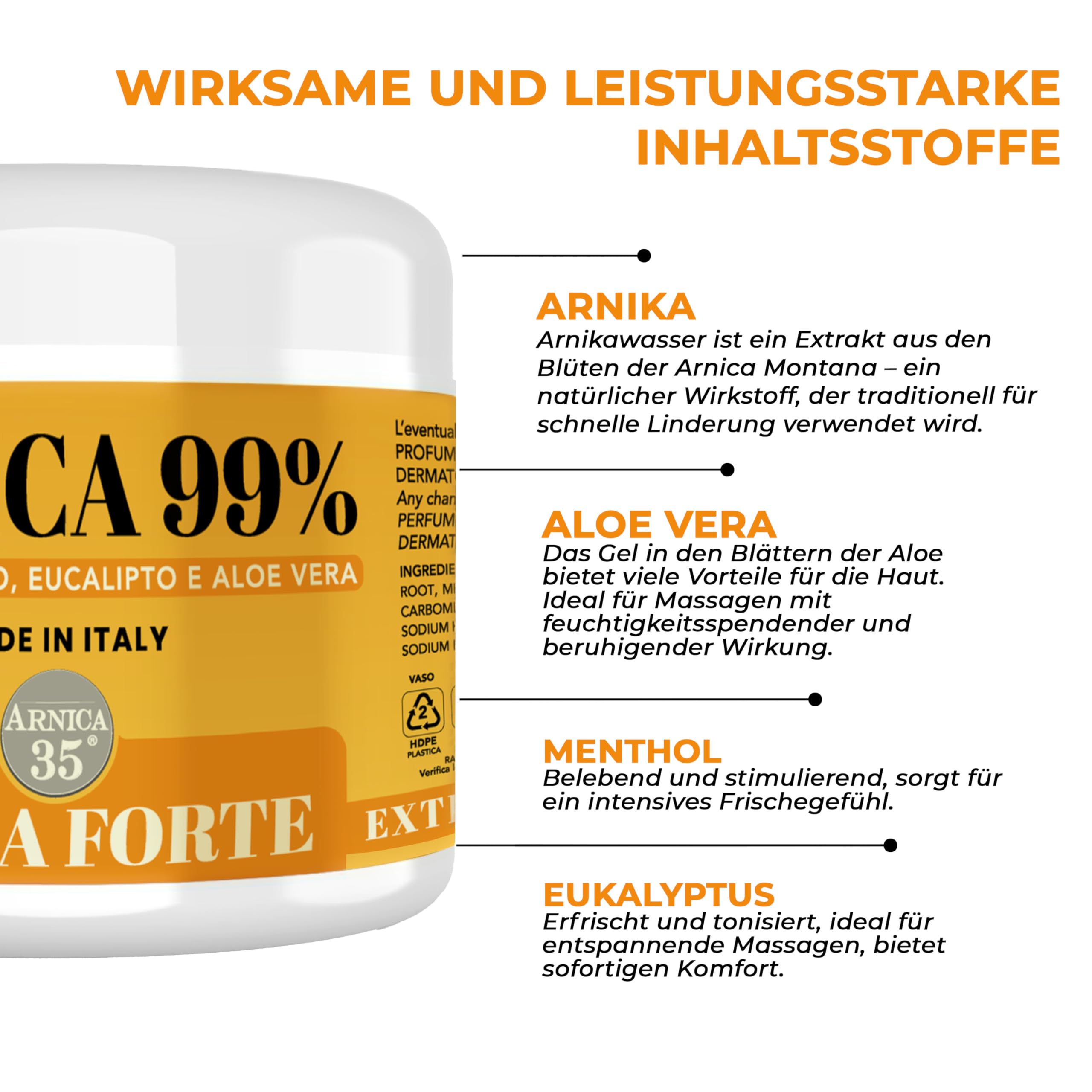 Arnica 35 - Arnika Gel 99% Extra Stark, Muskel und Gelenkmassagen, 500 ml 2