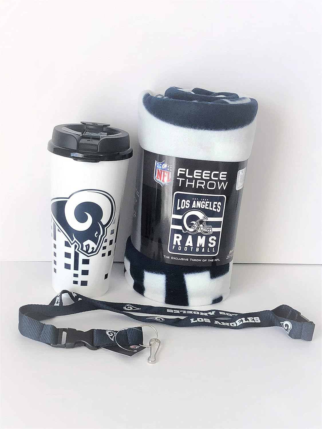 Dallas Cowboys Pittsburgh Steelers Green Bay Packers New England Patriots LA Rams KC Chiefs or Philadelphia Eagles NFL Bundle Fleece Throw Blanket Insulated Tumbler and Nylon Lanyard