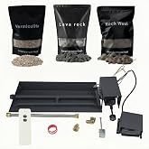 Americangaslos 18"-24" Burner Pan with Valve for Gas Fireplace Gas Fireplace Burner Vented Burner for Gas Logs Propane Burner (Motor Valve, 18 Inch Two Pipe)