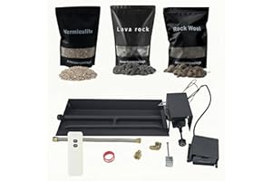 AMERICANGASLOGS Americangaslos 18"-24" Burner Pan with Valve for Gas Fireplace Gas Fireplace Burner Vented Burner for Gas Logs Propane Burner (Motor Valve, 18 Inch Two Pipe)