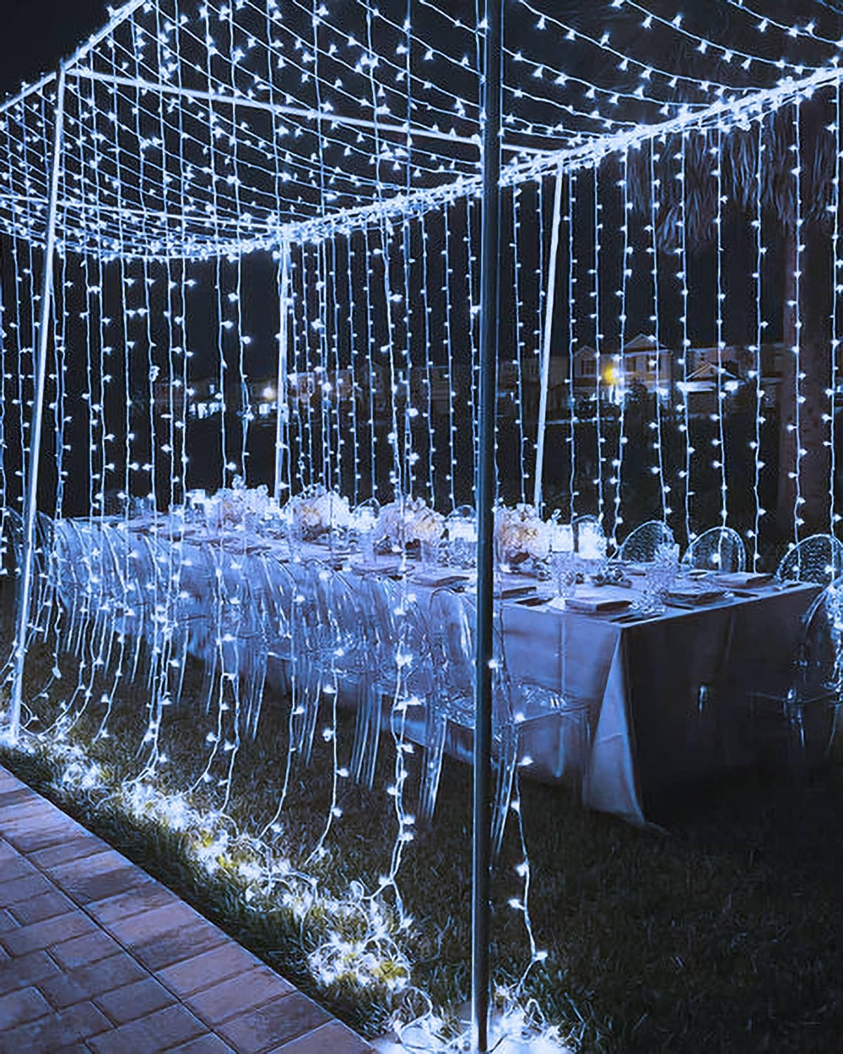 Yomistar Curtain Lights 6M x 3M Curtain Fairy Lights Plug in, 8 Modes Christmas Curtain Lights Waterproof Hanging Fairy Lights 600 LED Waterfall Lights for Wall Party Wedding Window