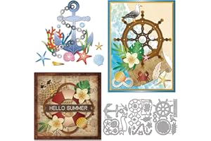 GLOBLELAND Summer Rudder Anchor Cutting Dies for Card Making Lifebuoy Seagull Metal Die Cuts Seashell Flower Cutting Dies Tem