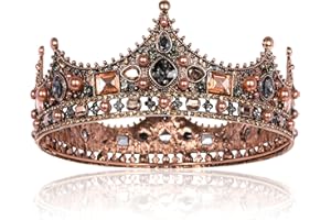 TOBAAT King Crowns for Men - Baroque Vintage Rhinestone Crystal Crown, Men's Full Kings Crown for Theater Prom Party