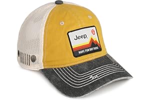 Jeep Have Fun Out There Patch Garment Washed Trucker Hat Unstructured for Men & Women - Adjustable Snapback Baseball Cap