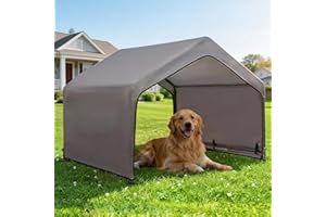 Pawmmo Dog Shade Shelter Outdoor Tent for Large Medium Dogs, Outside Doghouse Sun Rain Canopy Dog House with Waterproof Roof 