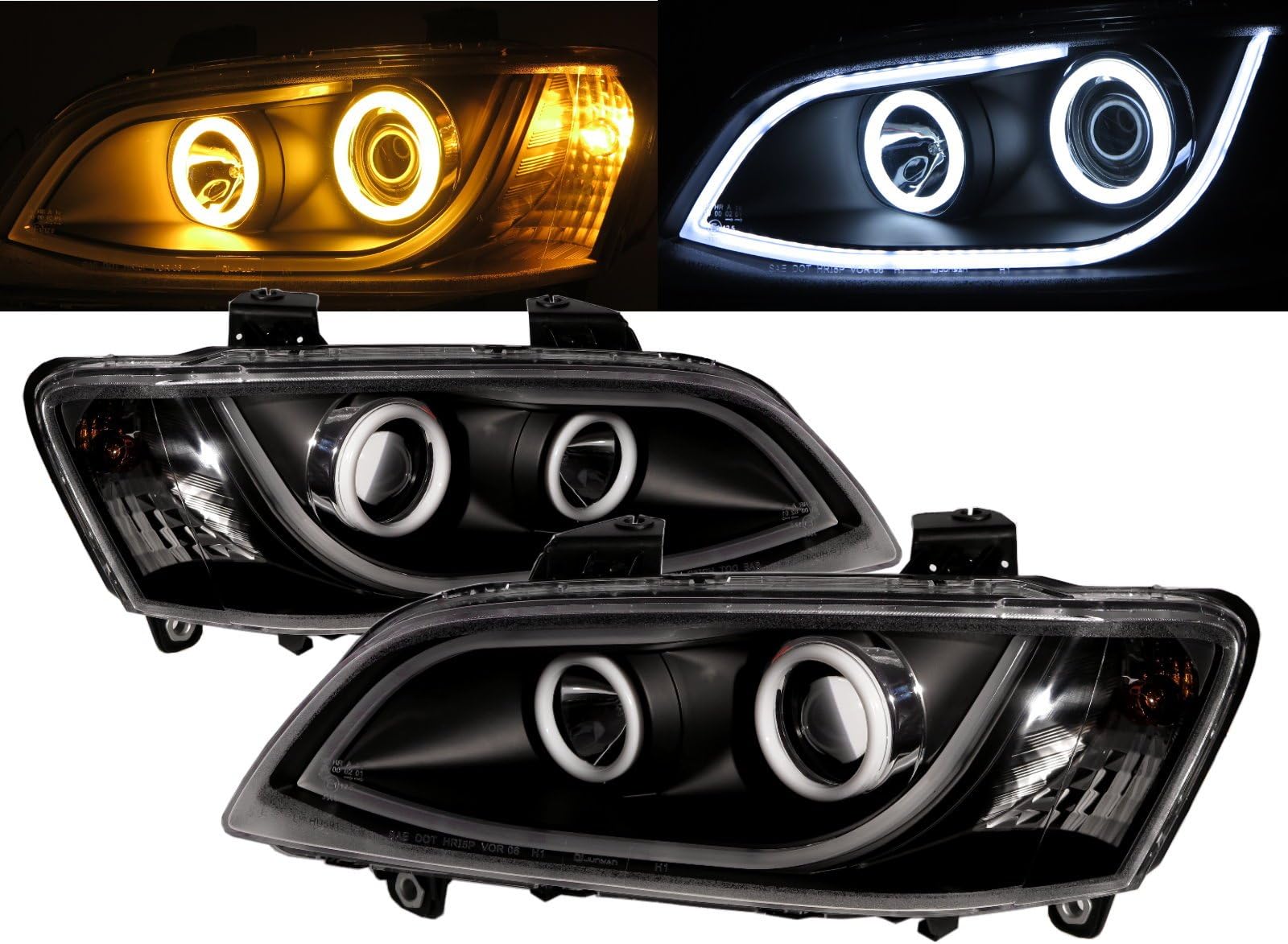 CrazyTheGod Commodore VE Fourth generation 2006-2013 Pre-Facelift Coupe/Pickup Truck/Ute/Bakkie/Sedan/Wagon 2D/4D 5D Cotton LED Angel-Eye Headlight Headlamp Black RHD