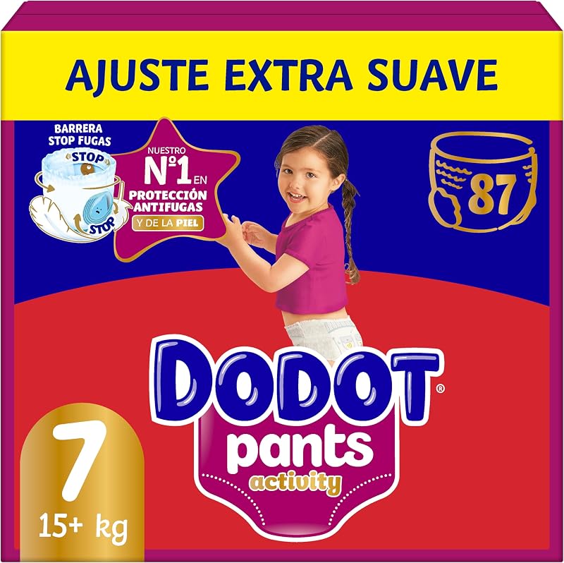 Dodot activity pants fralda-calcinha tamanho 7, 87 fraldas, 17kg+, com barreira stop contra vazamentos que ajuda a prevenir vazamentos traseiros