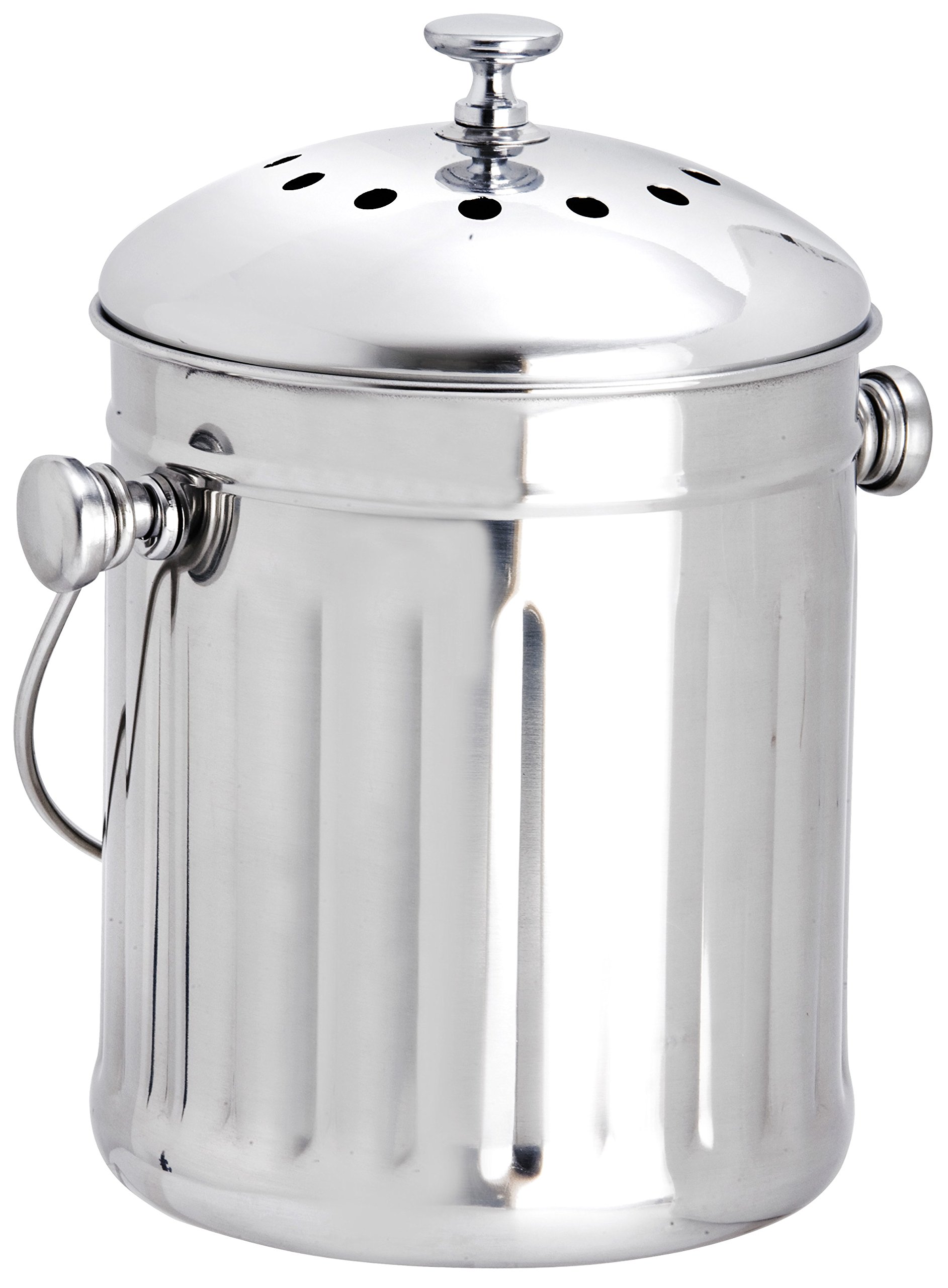 Eddingtons Mini Tabletop Compost Pail/Tea Bag Bin-Stainless Steel, 2.25 Litre, Silver