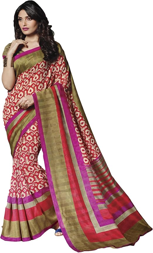 Amazon.com: Rajrajeshwari Women's Beautiful printed bhagalpuri khadi silk Traditional sarees 