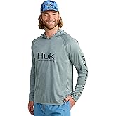HUK mens Pursuit Heather Hoodie, Sun Protecting Fishing Shirt With Hood