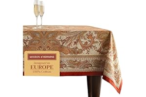 Maison d' Hermine 100% Cotton Table Cover - 60"x90" Rectangle Decorative Tablecloth - Washable Tablecloths for Dining, Home & Party - For Thanksgiving & Christmas - Kashmir Paisley Collection