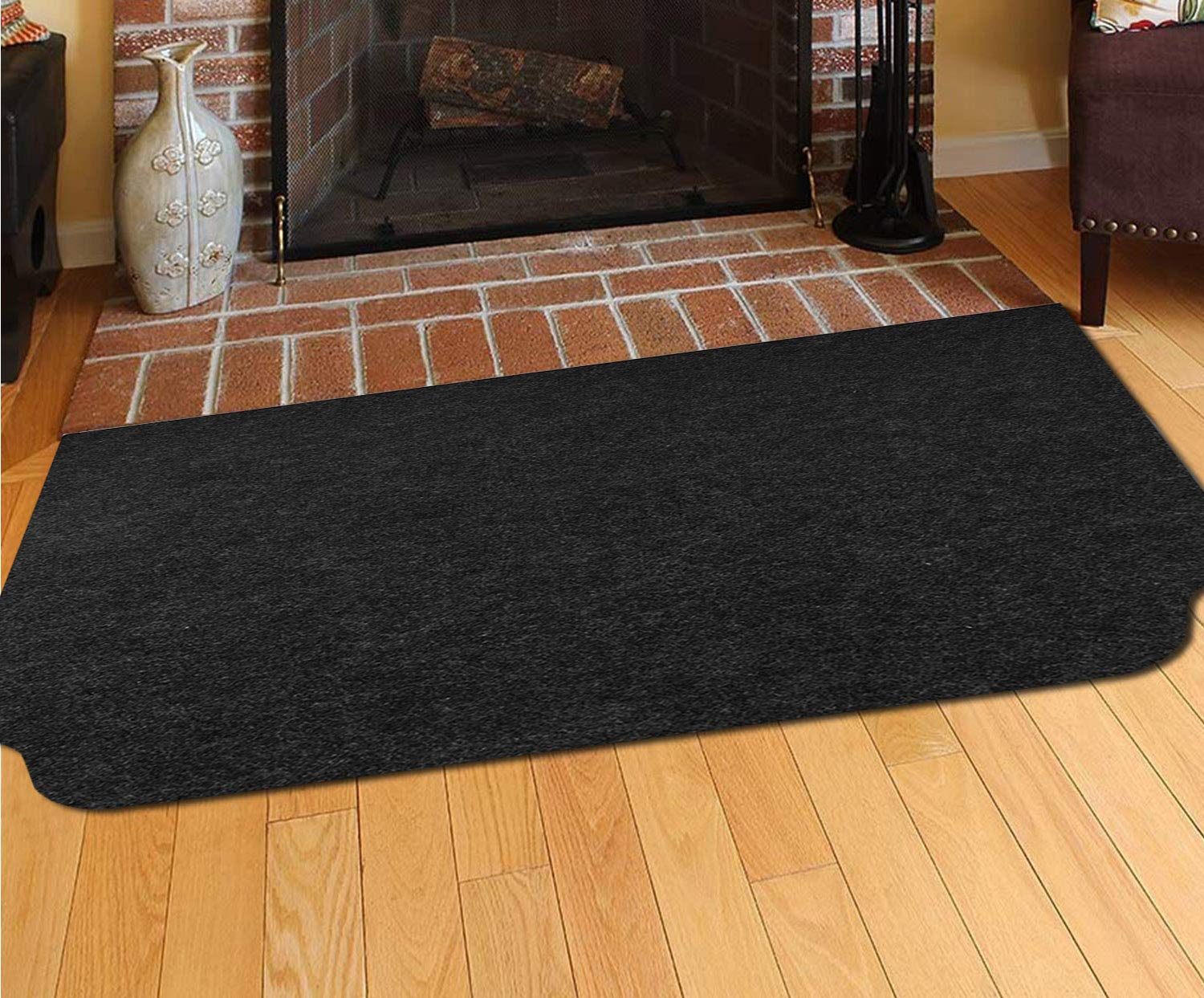 Together-life Fire Resistent Fireplace Hearth Rug, Rectangular Hearth Pad Polyester Trim Non Slip Mat Protects Floors Patio from Sparks Embers(50" x 36"(B))
