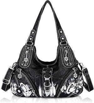 Angel Kiss Damen Schultertasche Hobo Tasche Umhängetaschen Schlusstaschen Henkeltaschen weiches PU Leder mit Reißver Handtasche Viele Fächer tolle tasche für Frauen
