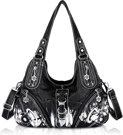 Angel Kiss Damen Schultertasche Hobo Tasche Umhängetaschen Schlusstaschen Henkeltaschen weiches PU Leder mit Reißver Handtasche Viele Fächer tolle tasche für Frauen