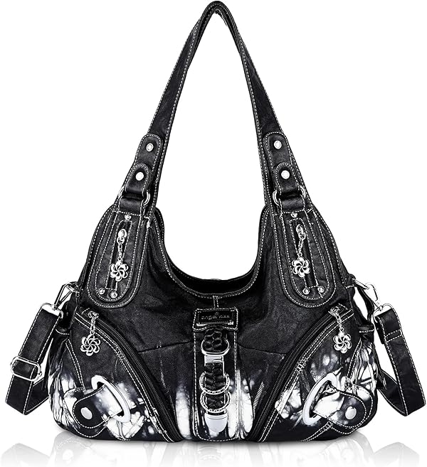 Angel Kiss Damen Schultertasche Hobo Tasche Umhängetaschen Schlusstaschen Henkeltaschen weiches PU Leder mit Reißver Handtasche Viele Fächer tolle tasche für Frauen