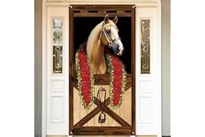 73 x 36 Inch Kentucky Derby Horse Sign Banner Door Cover, Derby Party Decorations, Large Front Door Porch Sign Backdrop for W