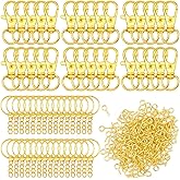 240 Pieces Lobster Claw Clasps Key Chain Rings Key Chain Set for Hanging Include 30 Swivel Snap Clasps 30 Keychain Rings with Open Jump Rings and 180 Screw Eye Pins (Gold)
