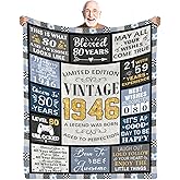 CIUGOIG 80th Birthday Gifts for Men, Vintage 1946 Birthday Blanket 50"x60", Birthday Gifts for 80 Year Old Man, 1946 Birthday Gifts for Men, Funny 80th Birthday Gift Ideas for Him