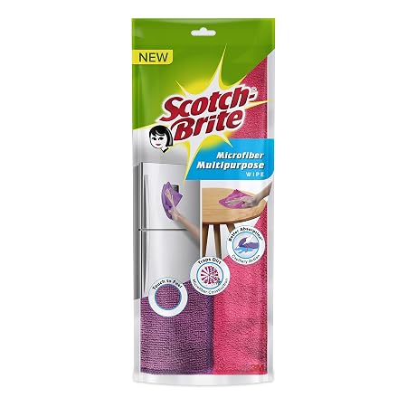Scotch-Brite Microfiber Multipurpose Wipe (Pink and Purple, Pack of 2)