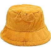 Umeepar Winter Faux Fur Fuzzy Bucket Hat Fluffy Warm Hat for Women Men