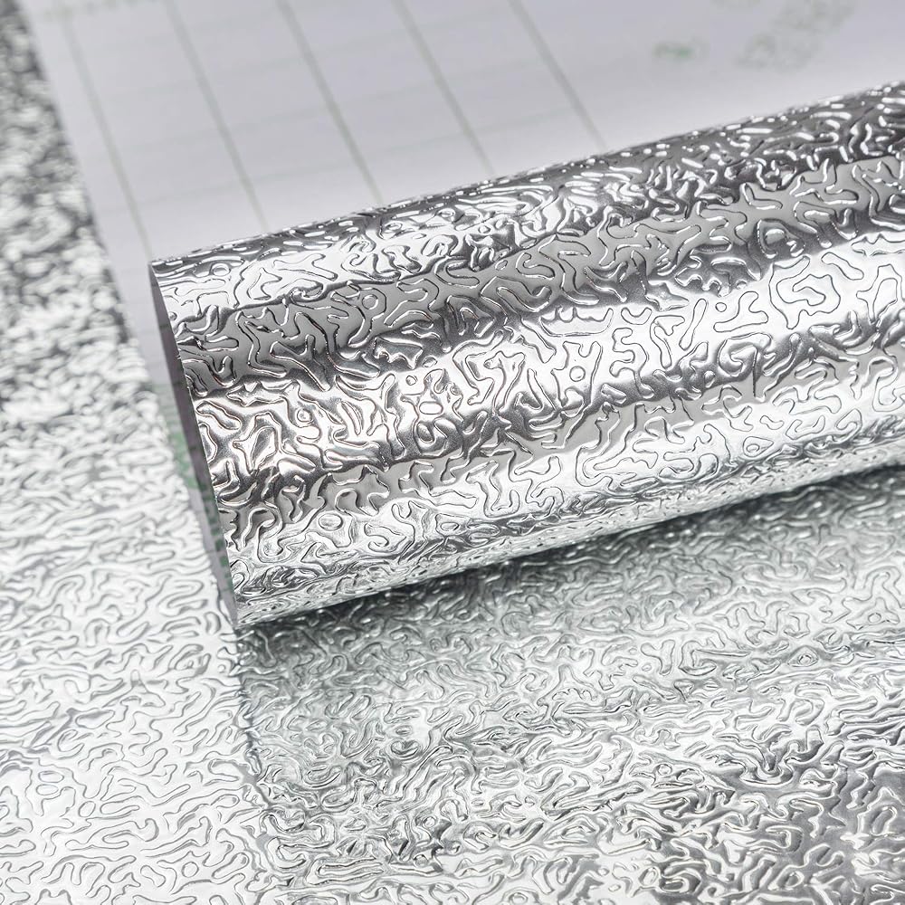 TOTIO Silver Self-Adhesive Wallpaper 16x354inch Waterproof Vinyl Sticker