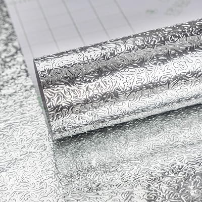 TOTIO Silver Self-Adhesive Wallpaper 16x354inch Waterproof Vinyl Sticker