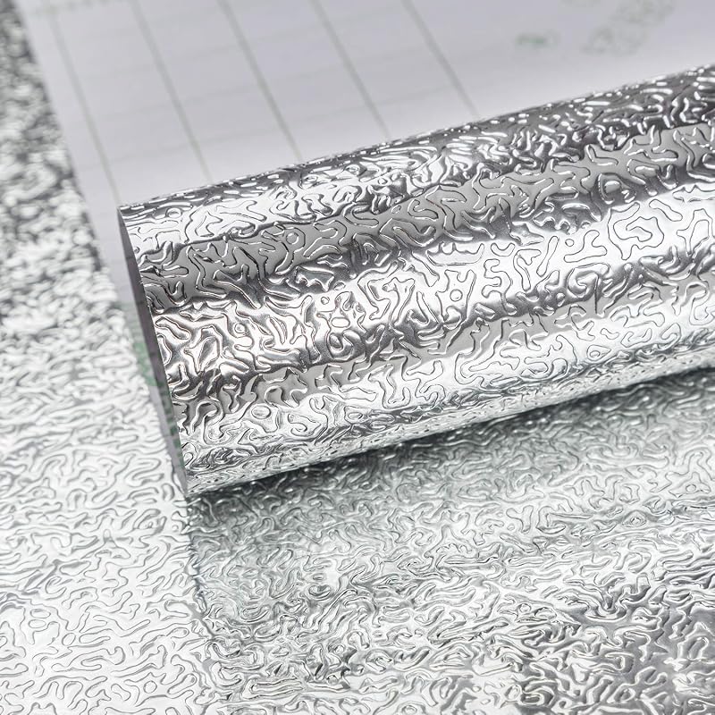 TOTIO Silver Self-Adhesive Wallpaper 16x354inch Waterproof Vinyl Sticker