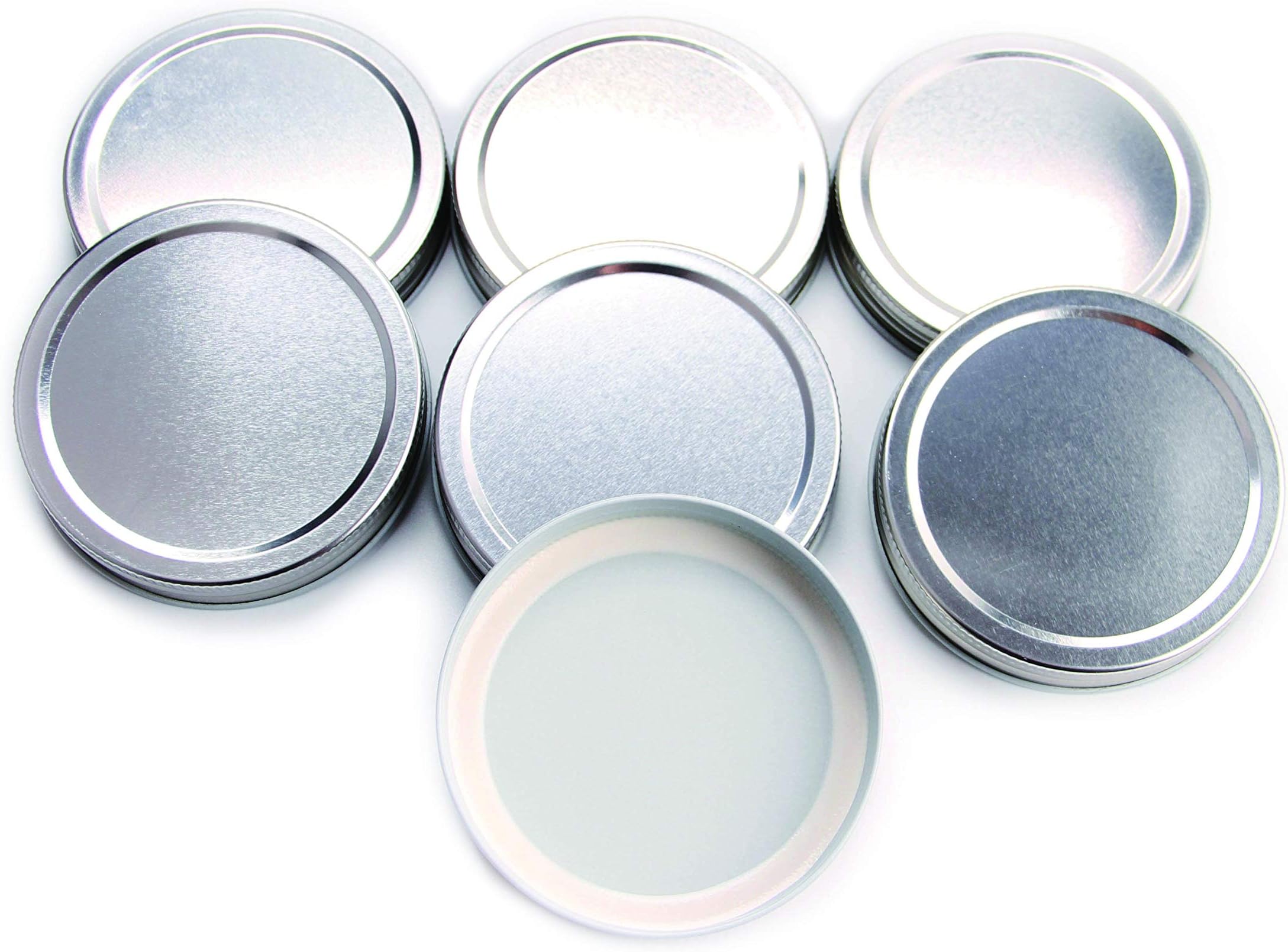 LKXC Silver Wide Mouth Mason Jar Lids,Storage Solid Caps 7 Pack