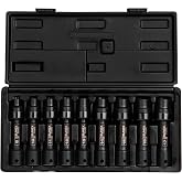 SUNEX TOOLS 2695, &frac12; Inch Drive Driveline Limited Clearance Socket Set, 12-Point, 9-Piece, Metric, 8mm-17mm, Cr-Mo Steel, Heavy Duty Storage Case