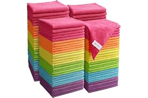 Orighty Microfiber Cleaning Cloth Pack of 120, Microfiber Towels for Cars, Highly Absorbent Car Cleaning Supplies, Lint Free Cloths Clean Rags for Car Care, House, Kitchen, 12x12 inch