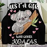Koala Blanket Ultra Soft Flannel Throw Blanket Just a Girl Who Loves Koalas Blankets for Kids Adults Women Gifts 50"X 40"
