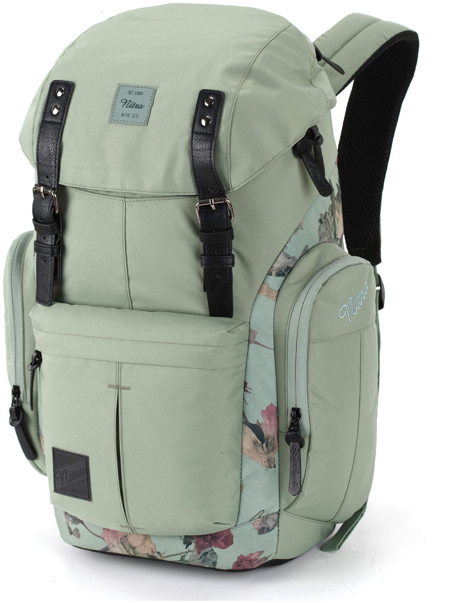 Daypacker Alltagsrucksack im Retro Look mit Gepolstertem Laptopfach, Schulrucksack, Wanderrucksack oder Streetpack, Größe und Schnitt ideal für Frauen, 32 L, Dead Flower