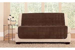 SureFit Deluxe Armless Loveseat Furniture Cover - Chocolate