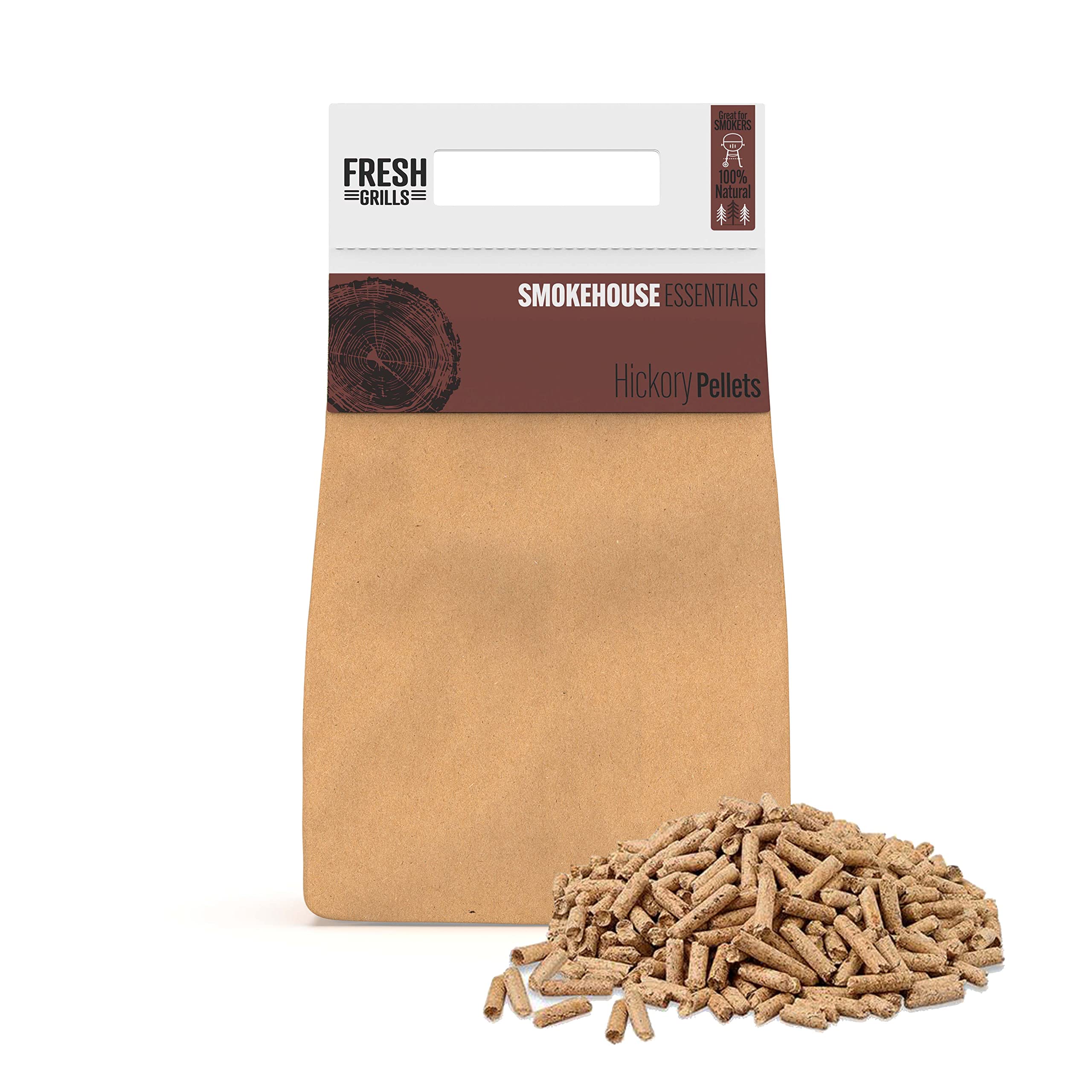 Premium Hickory BBQ Wood Pellets 1.5kg – 100% Natural Fuel for Pizza Ovens, Kamado Grills, BBQ Smokers – Strong Smoky Flavour – Low Moisture, High Heat – Eco-Friendly, Plastic-Free Packaging — image 1