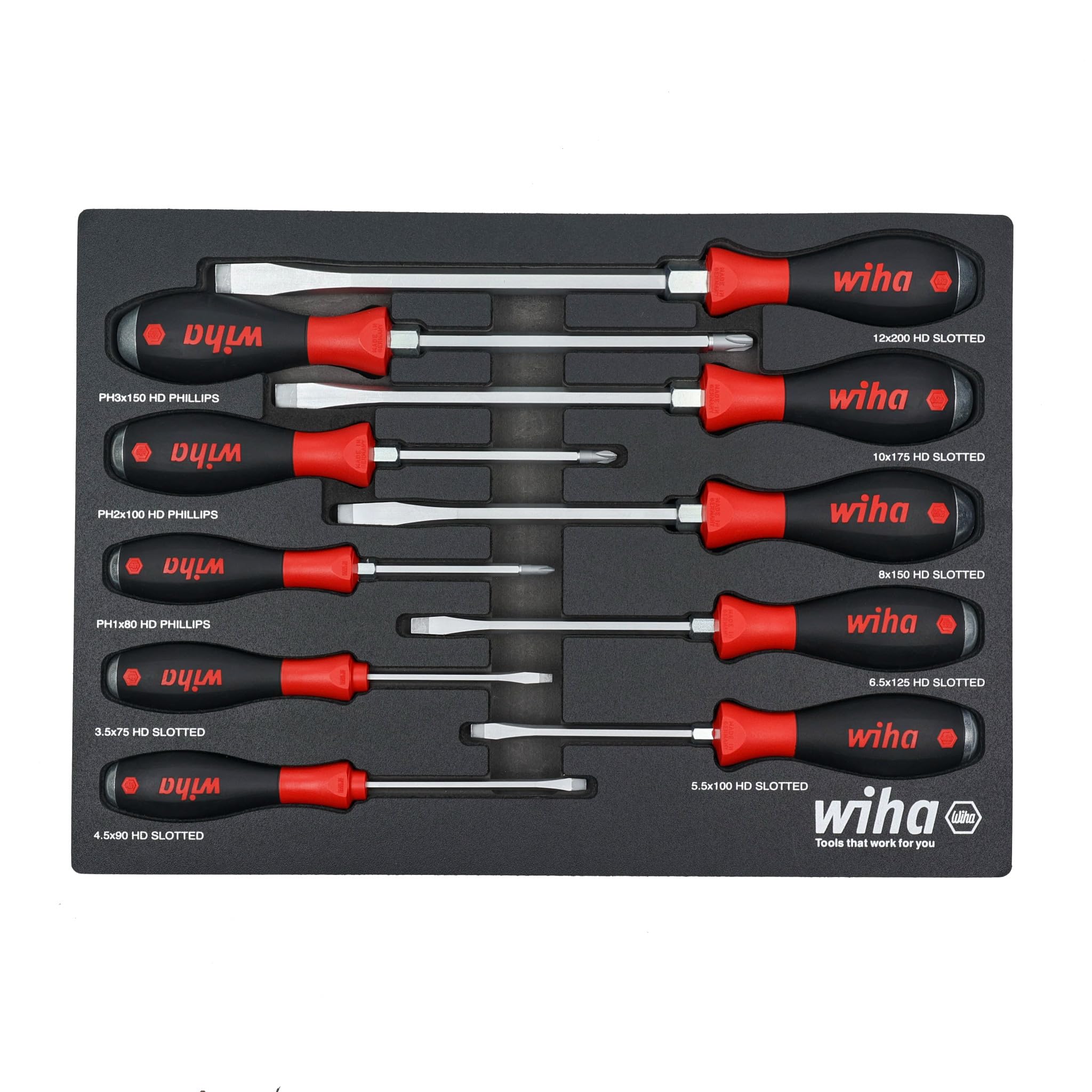 Photo 1 of Wiha 53180 10 Piece SoftFinish XHeavy Duty Cushion Grip Screwdriver Tray Set
