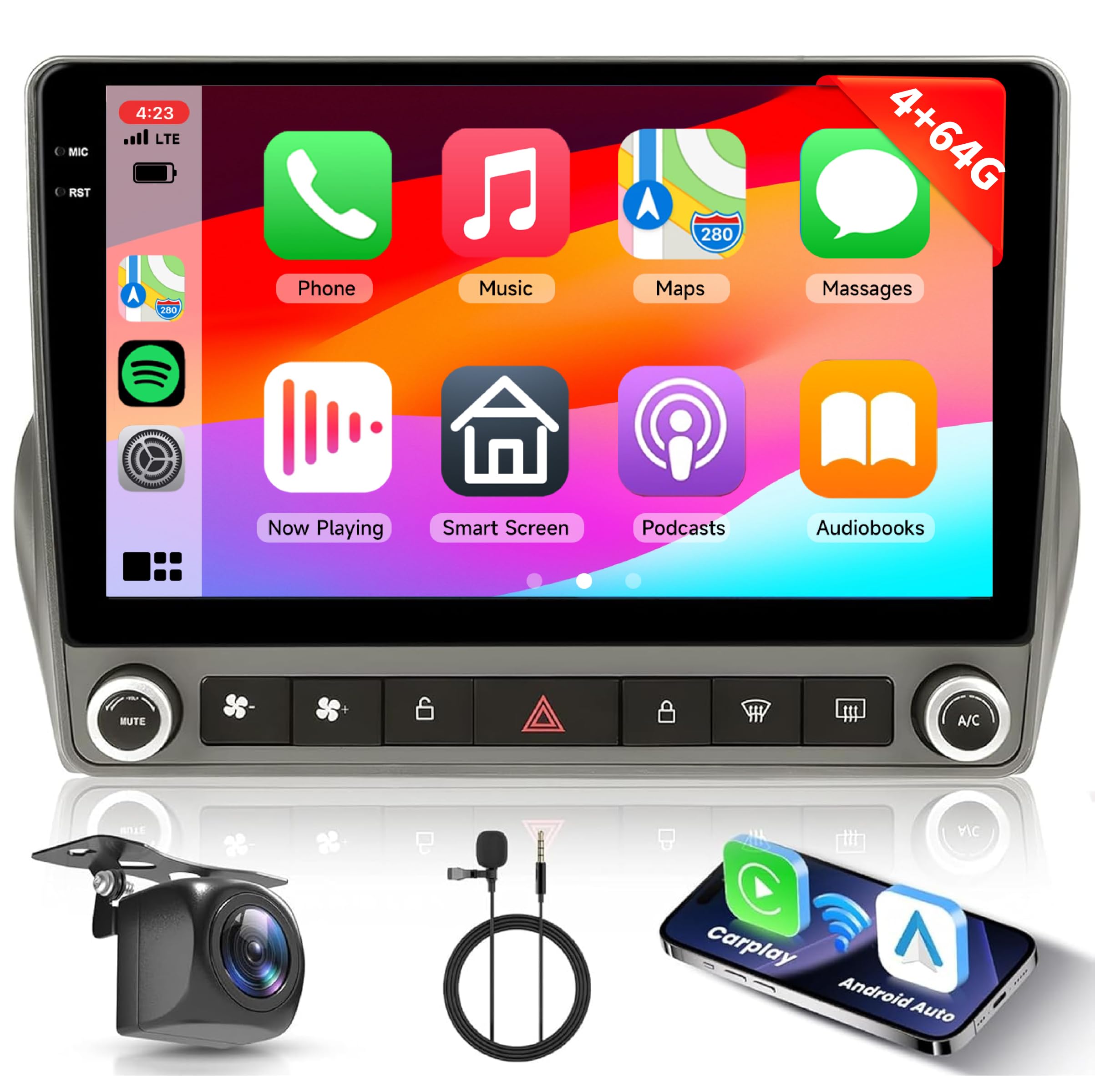 Photo 1 of [4G+64G] Car Stereo for Chevy Camaro 2008-2015, Android 9 Inch IPS Touch Screen Radio with Wireless Carplay &Android Auto, GPS, Double Din, Bluetooth DSP, WiFi, FM RDS, Camera