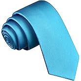 Branduce 2.4"(6cm) Mens Solid Skinny Satin Tie Pure Color Slim Necktie for Business and Wedding