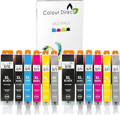Colour Direct 570 571 Ink Cartridges 12 Pack Compatible Canon MG7700 TS8050 Grey