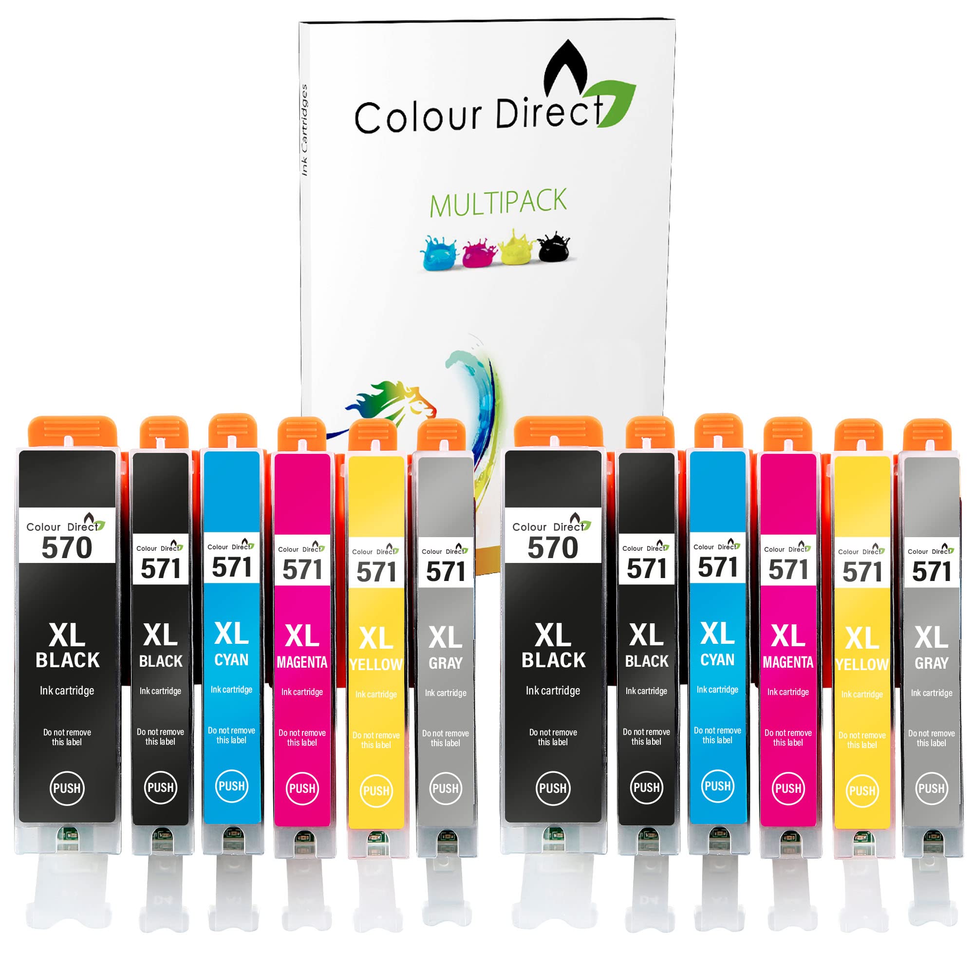 Colour Direct MG7700 TS8050 TS8051 TS8052 TS8053 MG7750 MG7751 MG7752 MG7753 TS9050 TS9055 Replace For Canon 570 571 Ink Cartridges (12 Pack Include Grey)