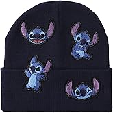 Disney Stitch Printed Character Patches Navy Cuff Beanie