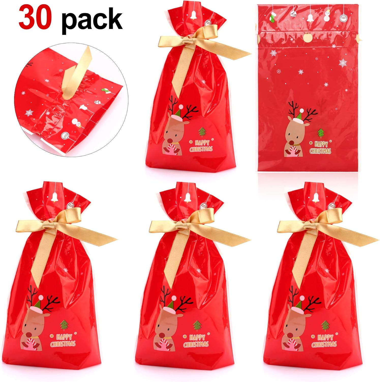 HOWAF Christmas Drawstring Candy Bag Gift Treat Cookie Pouch Goody Bags