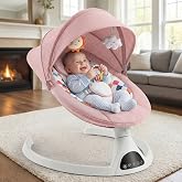 Jaoul Electric Baby Swing for Infants, 5-Point Harness, Max 20 Lbs - Pink